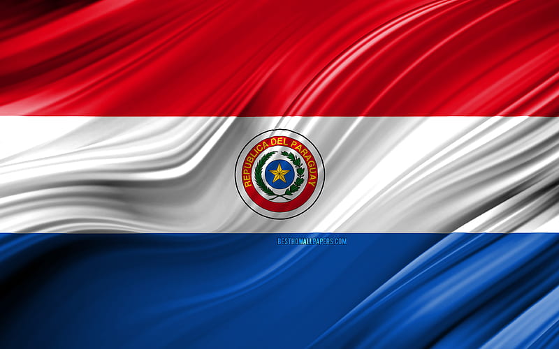 Paraguayan flag, South American countries, 3D waves, Flag of Paraguay, national symbols, Paraguay 3D flag, art, South America, Paraguay, HD wallpaper