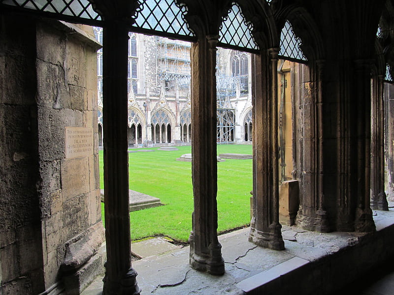 Cloister View, Cloisters, Historic, Stonework, Prayer, Cathedrals, Worship, HD wallpaper