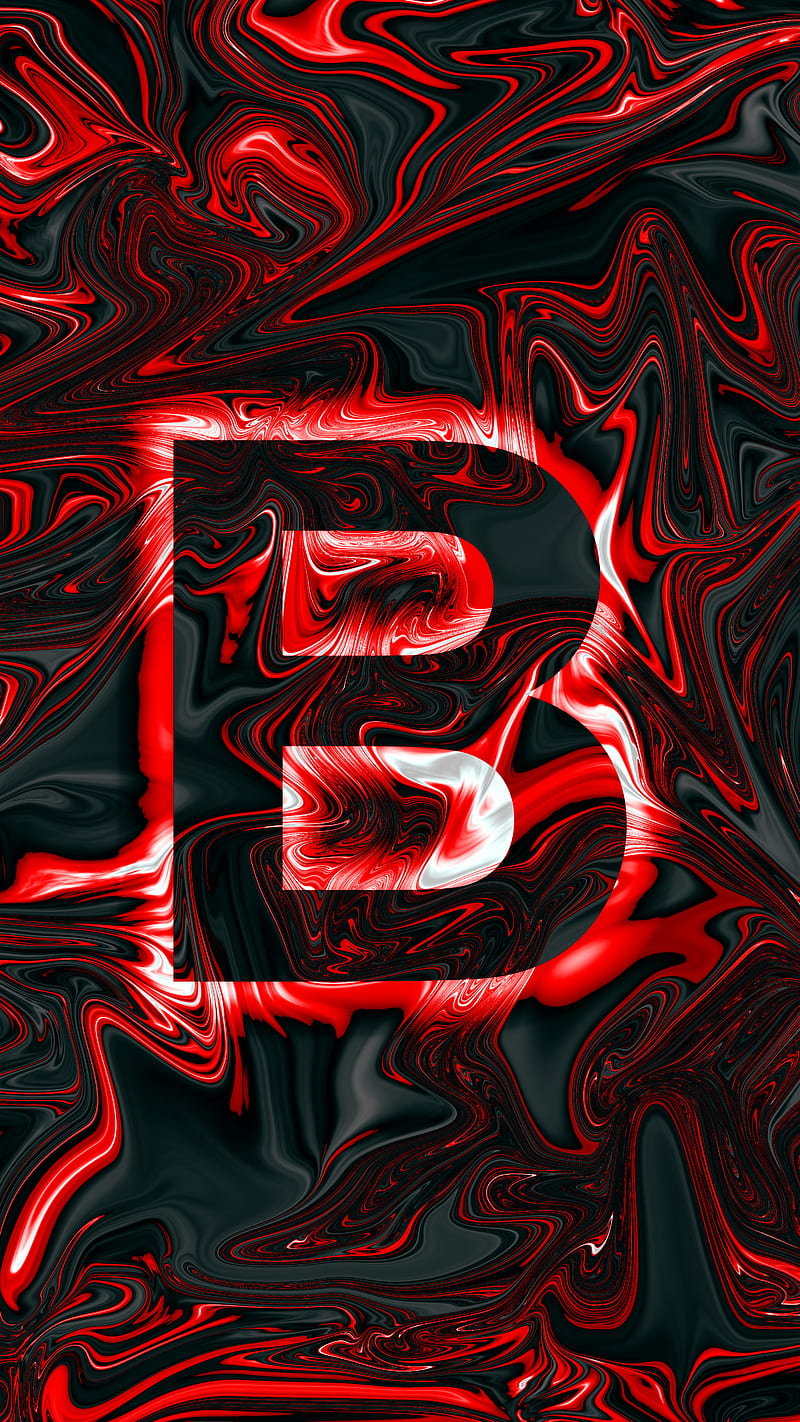 Letter B red, abstract, glow, lava, letter B, lighting, liquid, oil, HD phone wallpaper