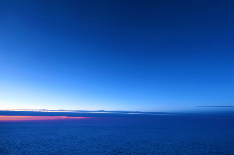 clouds, horizon, blue, silence, calm, HD wallpaper