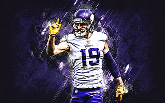 Adam Thielen, Minnesota Vikings, NFL, american football, portrait, purple stone background, National Football League, USA, HD wallpaper