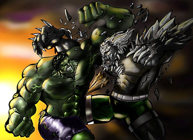 Hulk vs. Doomsday, incredible hulk, marvel, hulk, doomsday, smash, HD wallpaper