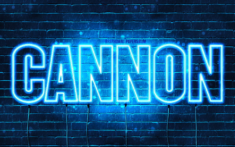 Cannon with names, horizontal text, Cannon name, blue neon lights, with Cannon name, HD wallpaper