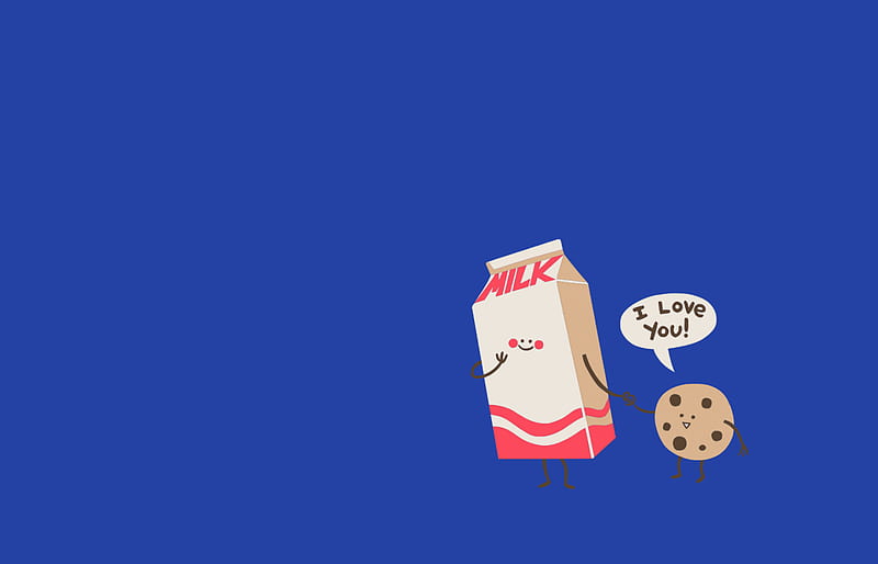 Meant to be together, cookies, milk, love, together, HD wallpaper