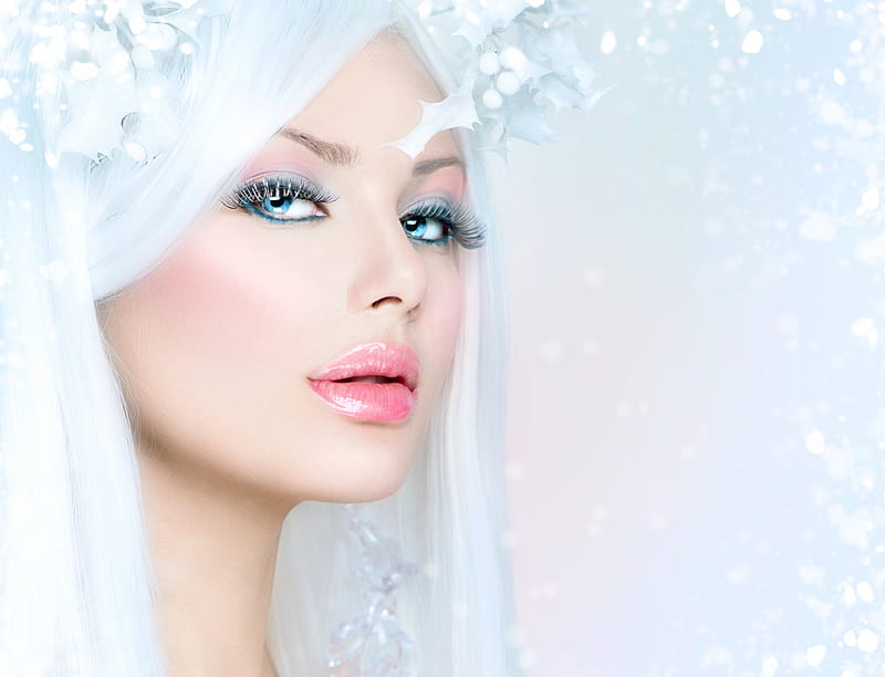 Winter Beauty, sensual, female, bonito, woman, lips, hair, girl, beauty, face, lady, eyes, HD wallpaper
