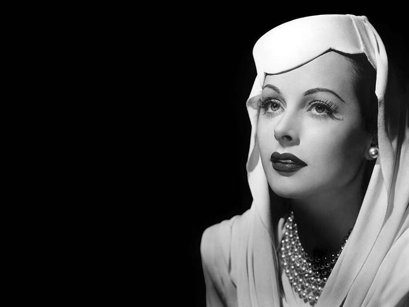 Hedy Lamarr, black, bonito, face, white, eyes, star, HD wallpaper