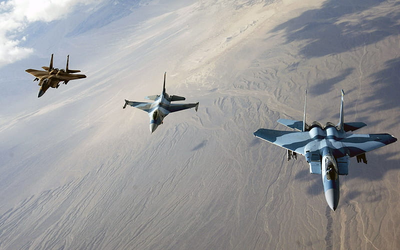 F-16, Fighting Falcon, fighters, McDonnell Douglas, F-15 Eagle, HD wallpaper