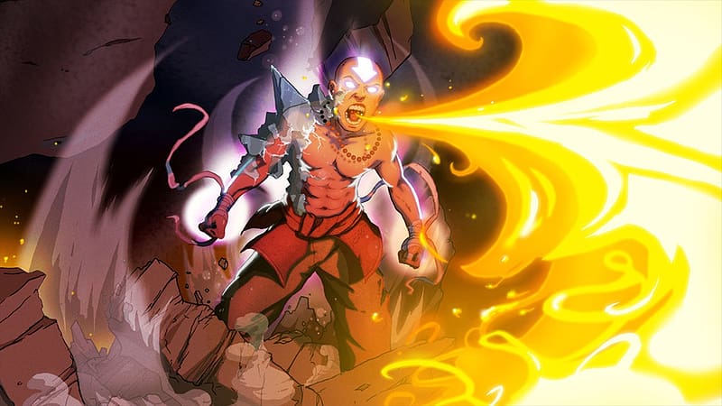 Anime, Fire, Necklace, Aang (Avatar), Avatar: The Last Airbender, Glowing Eyes, Avatar (Anime), HD wallpaper