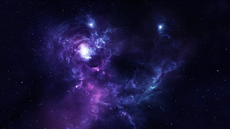 Space Stars and Blue-Purple Nebula, Stars, Purple, Nebula, Clouds, Space, Universe, Galaxies, Blue, HD wallpaper