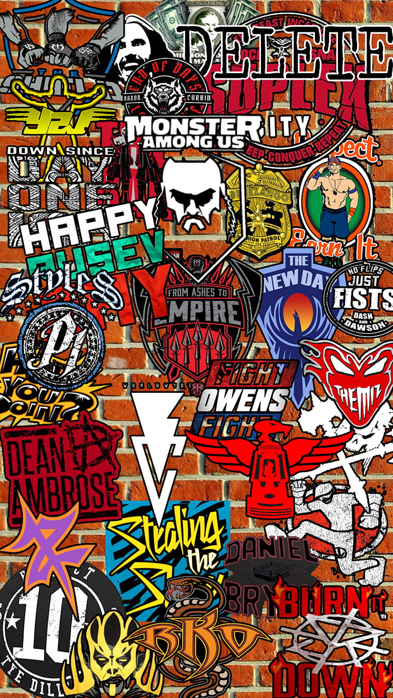 WWE Sticker Bomb, art, brand, stickerbomb, theme, HD phone wallpaper