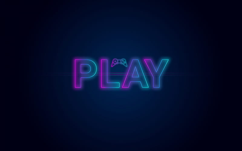 Play, video game, Play concepts, PlayStation, neon light logo, blue  background, HD wallpaper | Peakpx