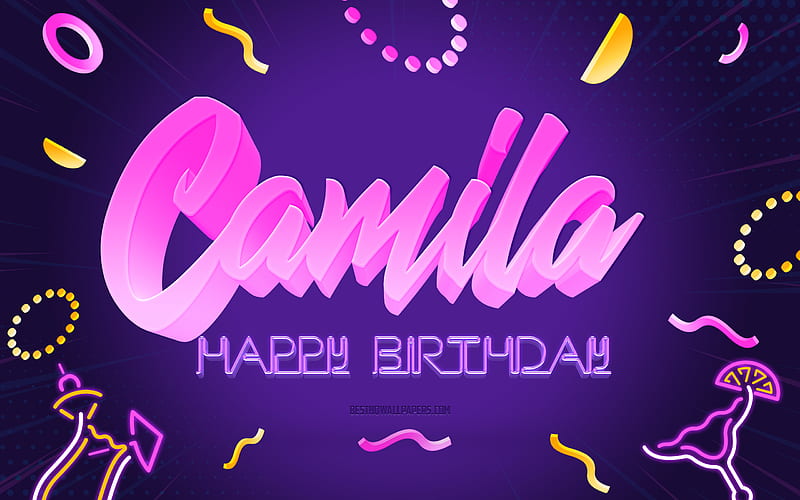 Happy Birtay Camila Purple Party Background, Camila, creative art, Happy Camila birtay, Camila name, Camila Birtay, Birtay Party Background, HD wallpaper