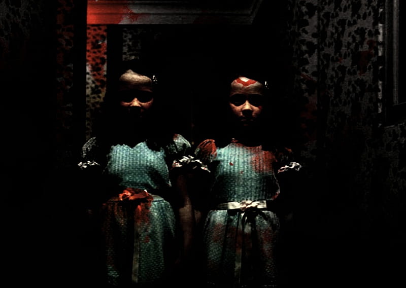 evil twins, hallowen, evil, girls, twins, blood, HD wallpaper