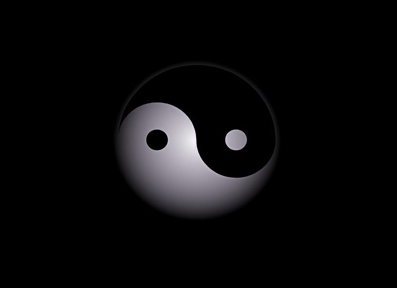 Yin-Yang logo, yang, black, yin, logo, HD wallpaper