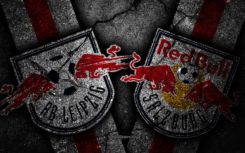 RB Leipzig vs Red Bull Salzburg, UEFA Europa League, Group Stage, Round 1, creative, RB Leipzig FC, Red Bull Salzburg FC, black stone, HD wallpaper