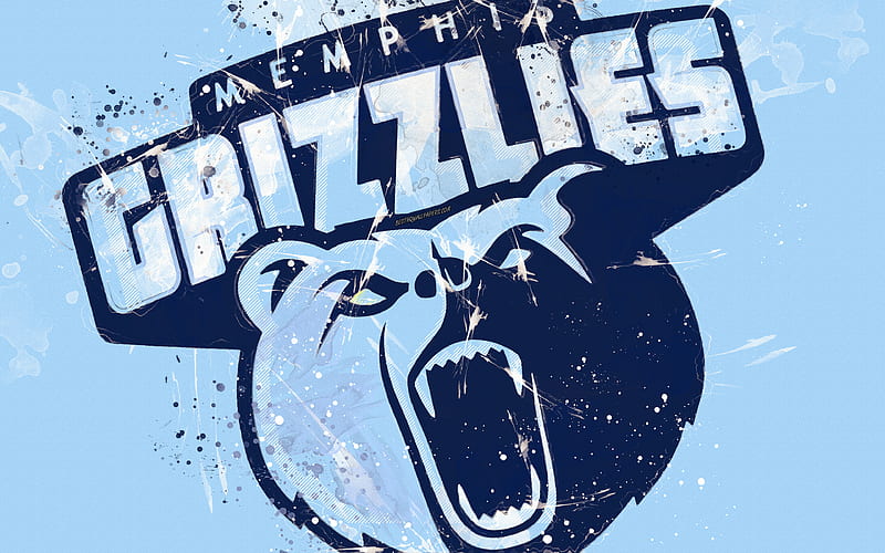 Memphis Grizzlies grunge art, logo, american basketball club, blue grunge background, paint splashes, NBA, emblem, Memphis, Tennessee, USA, basketball, Western Conference, National Basketball Association, HD wallpaper