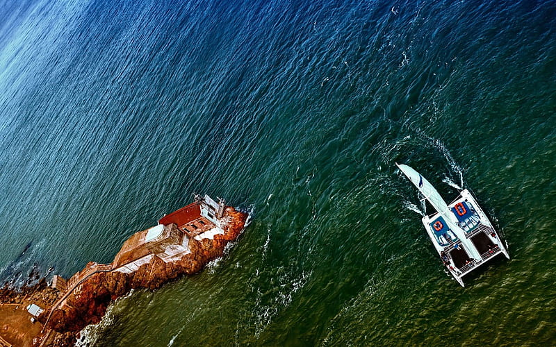 sailing vessel from above corner construction coast-Natural scenery, HD wallpaper