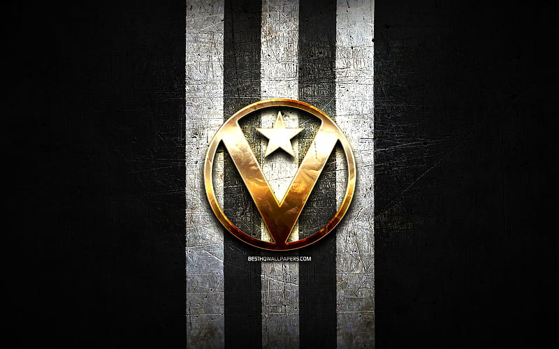 Virtus Bologna, golden logo, LBA, black metal background, italian basketball  club, HD wallpaper