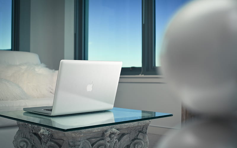 White MacBook-Brand advertising, HD wallpaper
