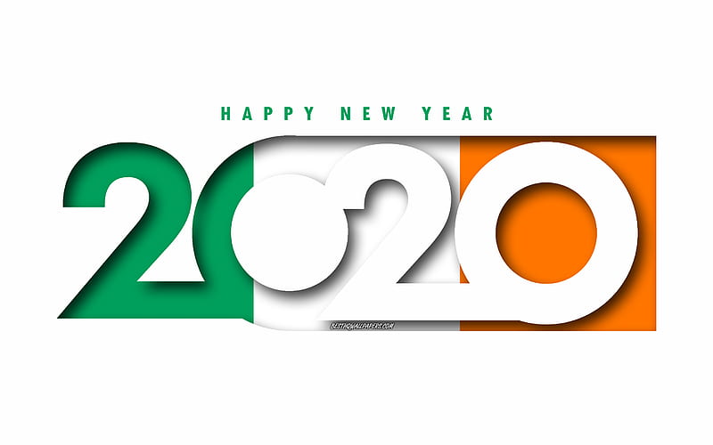 Ireland 2020, Flag of Ireland, white background, Happy New Year Ireland, 3d art, 2020 concepts, Ireland flag, 2020 New Year, 2020 Ireland flag, HD wallpaper