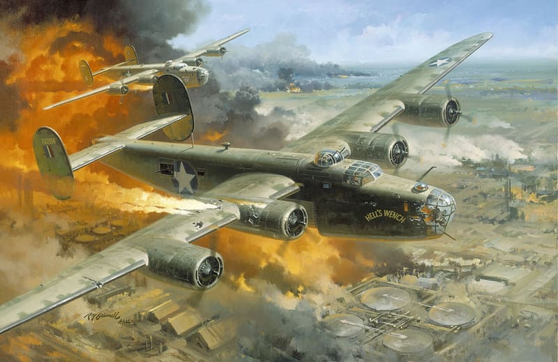The Ploesti Raid, B24 Liberator, Artwork, World War Two Art, Art, World War Two, HD wallpaper