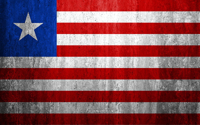 Flag of Liberia stone background, grunge flag, Africa, Liberia flag, grunge art, national symbols, Liberia, stone texture, HD wallpaper