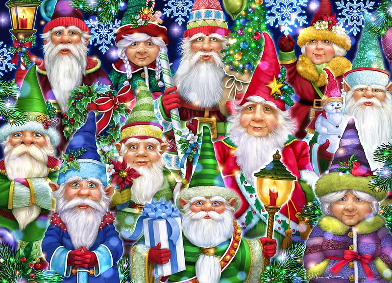 CHEISTMAS GNOMES, LITTLE, FANTASY, MYTHICAL, GNOMES, CREATURE, HD wallpaper