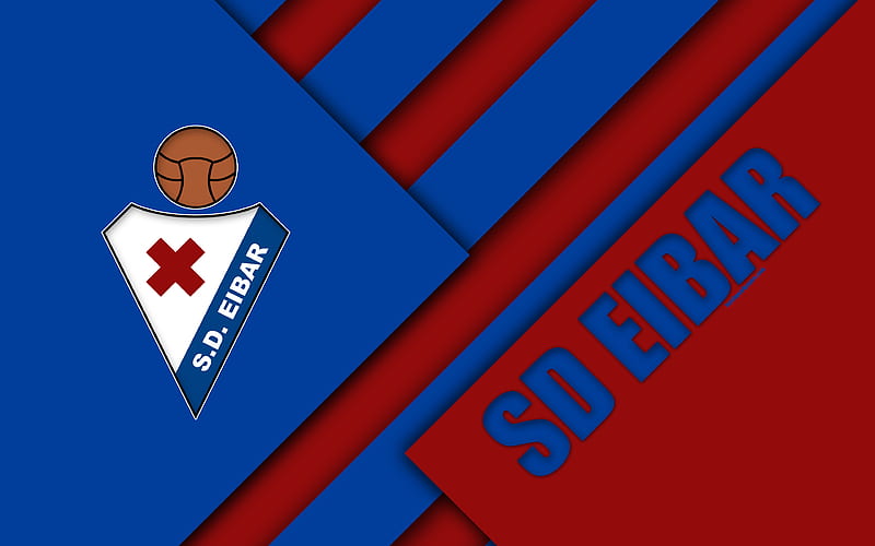 SD Eibar Spanish football club, logo, material design, blue red abstraction, football, La Liga, Eibar, Spain, HD wallpaper