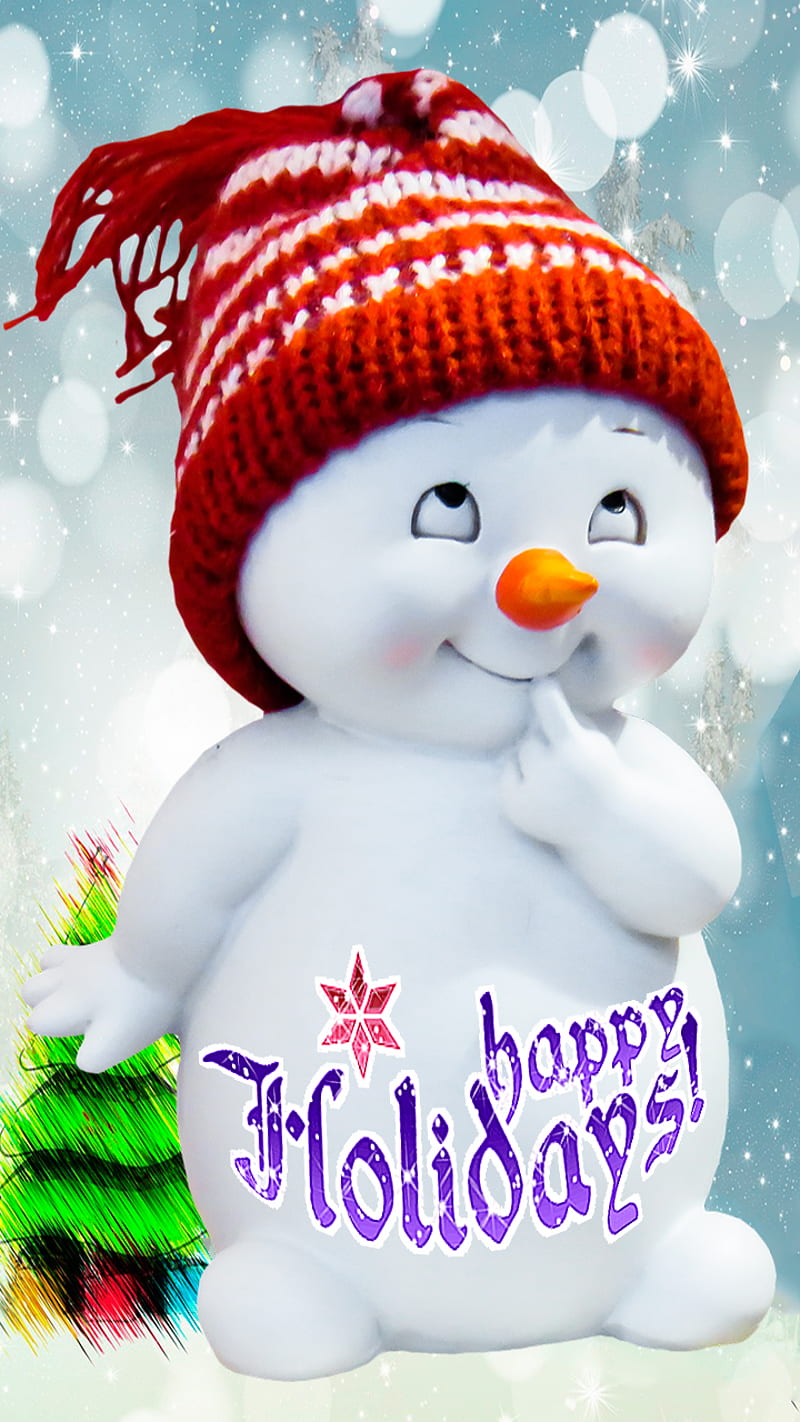 happy holidays you, christmas, holidays, inscription, new year, snowman, text, HD phone wallpaper