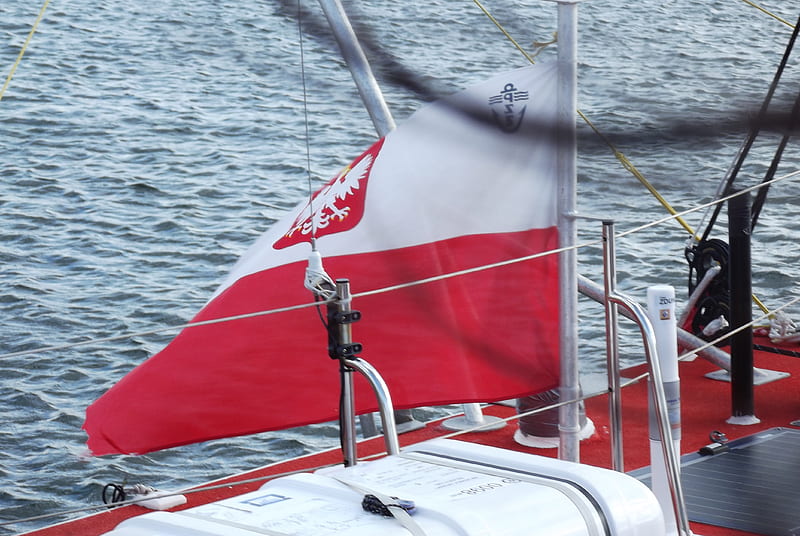 Polish Flag, boat, poland, sea, HD wallpaper