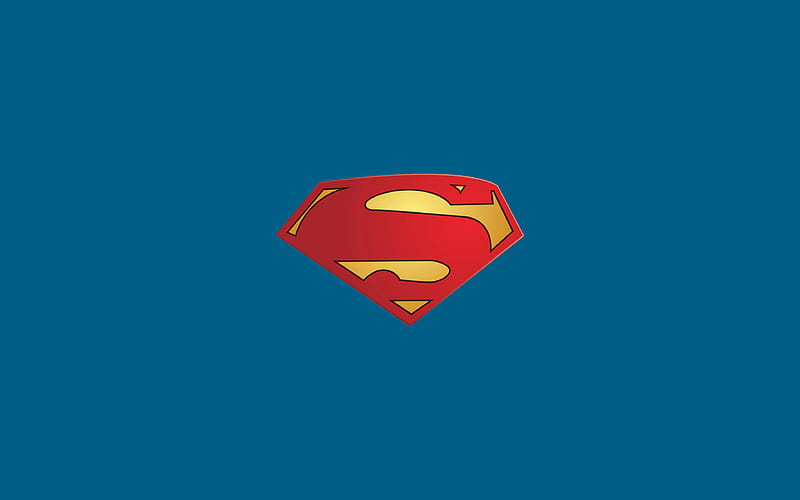 Superman, superheroes, logo, minimal, blue background, Superman logo, HD wallpaper