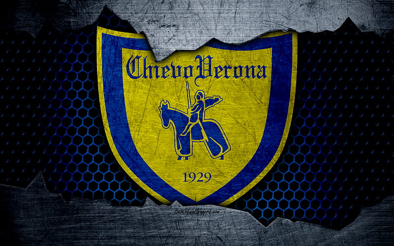 Chievo art, Serie A, soccer, AC Chievo Verona, logo, football club, Chievo FC, metal texture, HD wallpaper