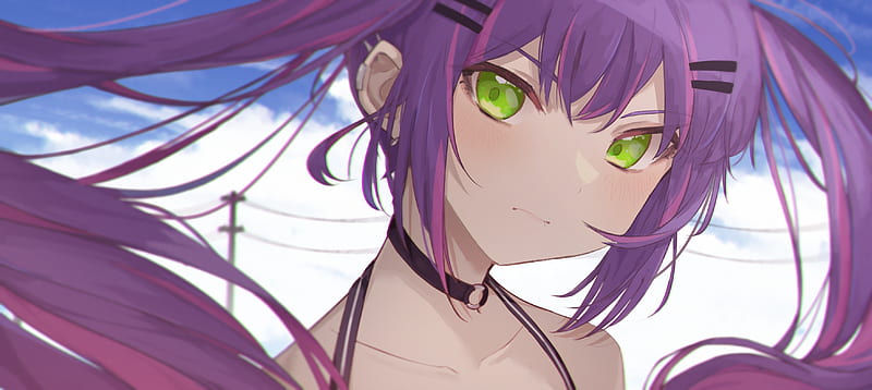 Green and Blue Eyes with Purple Hair - wide 2