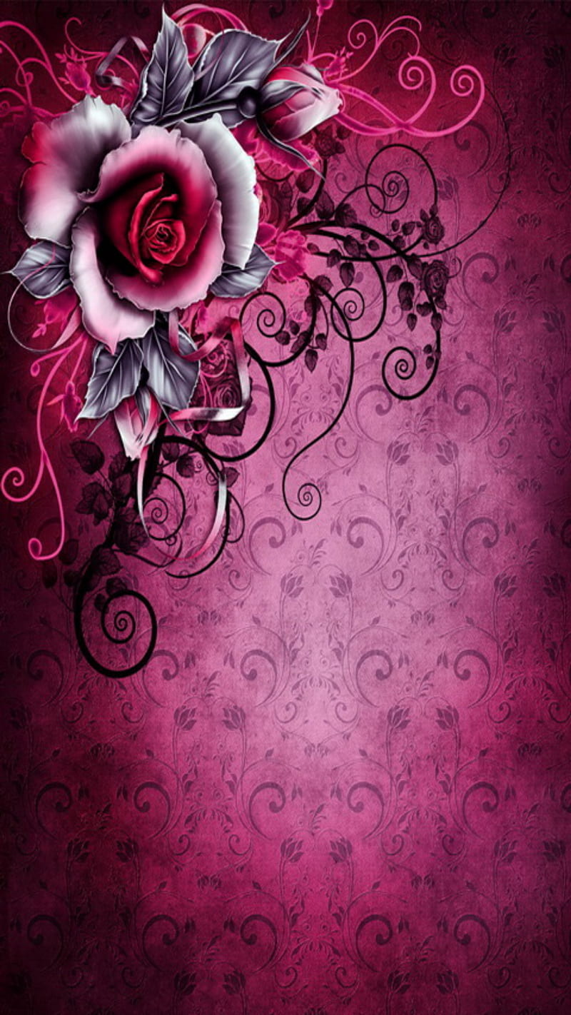 Luxury Fuchsia Floral Wallpaper Royalty Free SVG Cliparts Vectors And  Stock Illustration Image 7555912