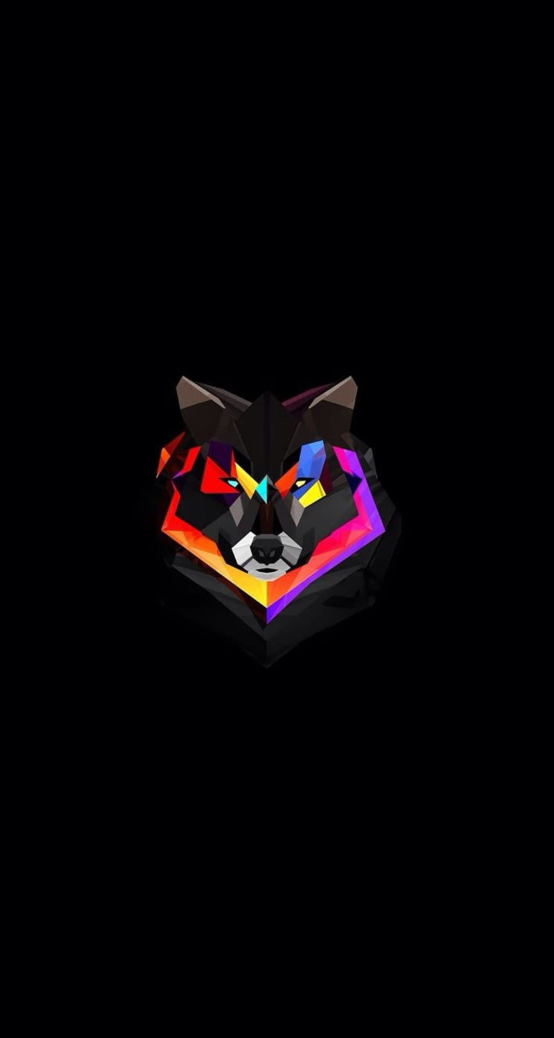 Wolf, logo, rainbow, lol, gamer, lockscreen, HD phone wallpaper