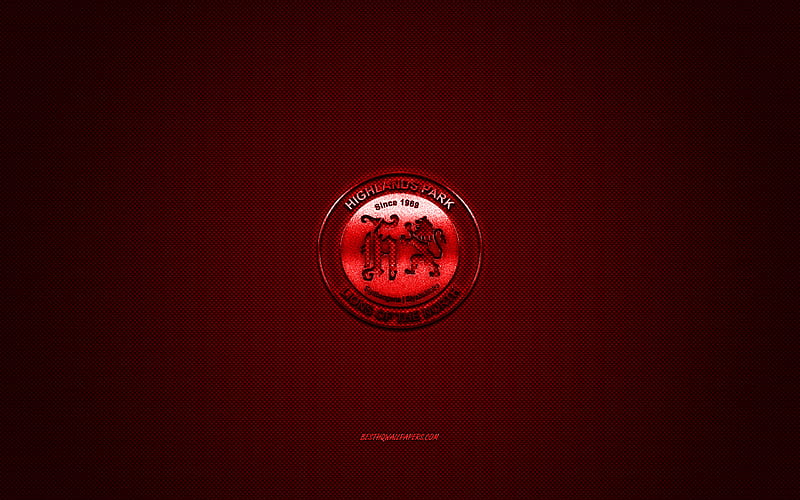 Highlands Park FC, South African football club, South African Premier Division, red logo, red carbon fiber background, football, Johannesburg, South Africa, Highlands Park FC logo, HD wallpaper