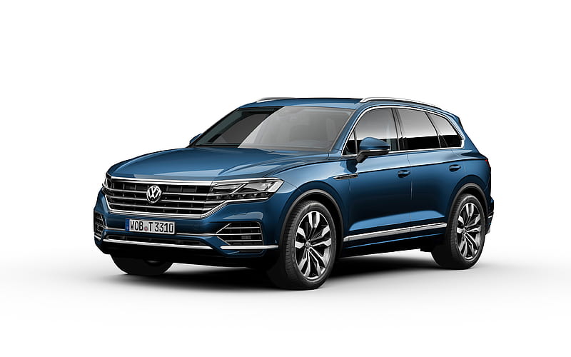 Volkswagen Touareg, 2019 luxury SUV, new blue Touareg, German cars, Volkswagen, HD wallpaper