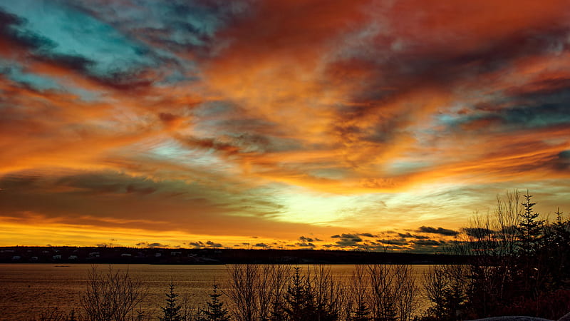 Lake During Sunset Under Dusky Sky Nature, HD wallpaper