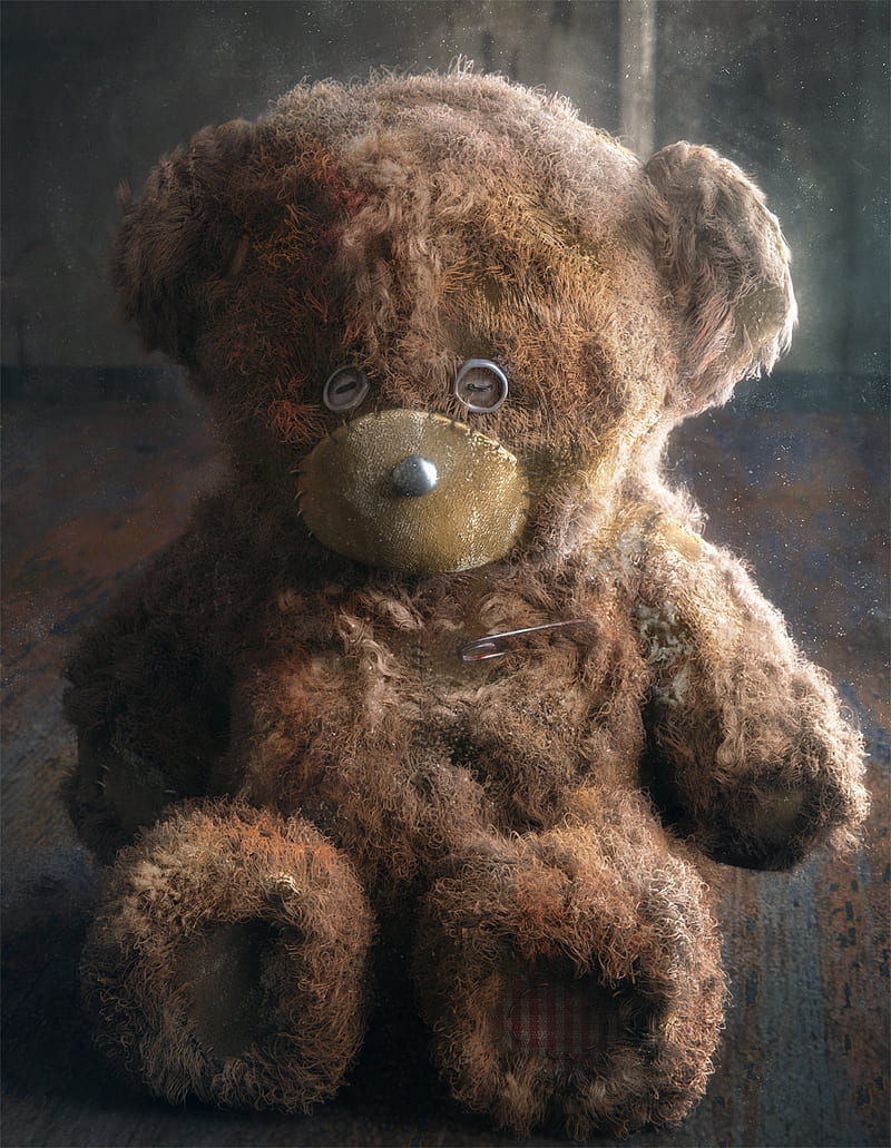 Old Teddy, bear, fluffy, kid, sad, toy, HD phone wallpaper