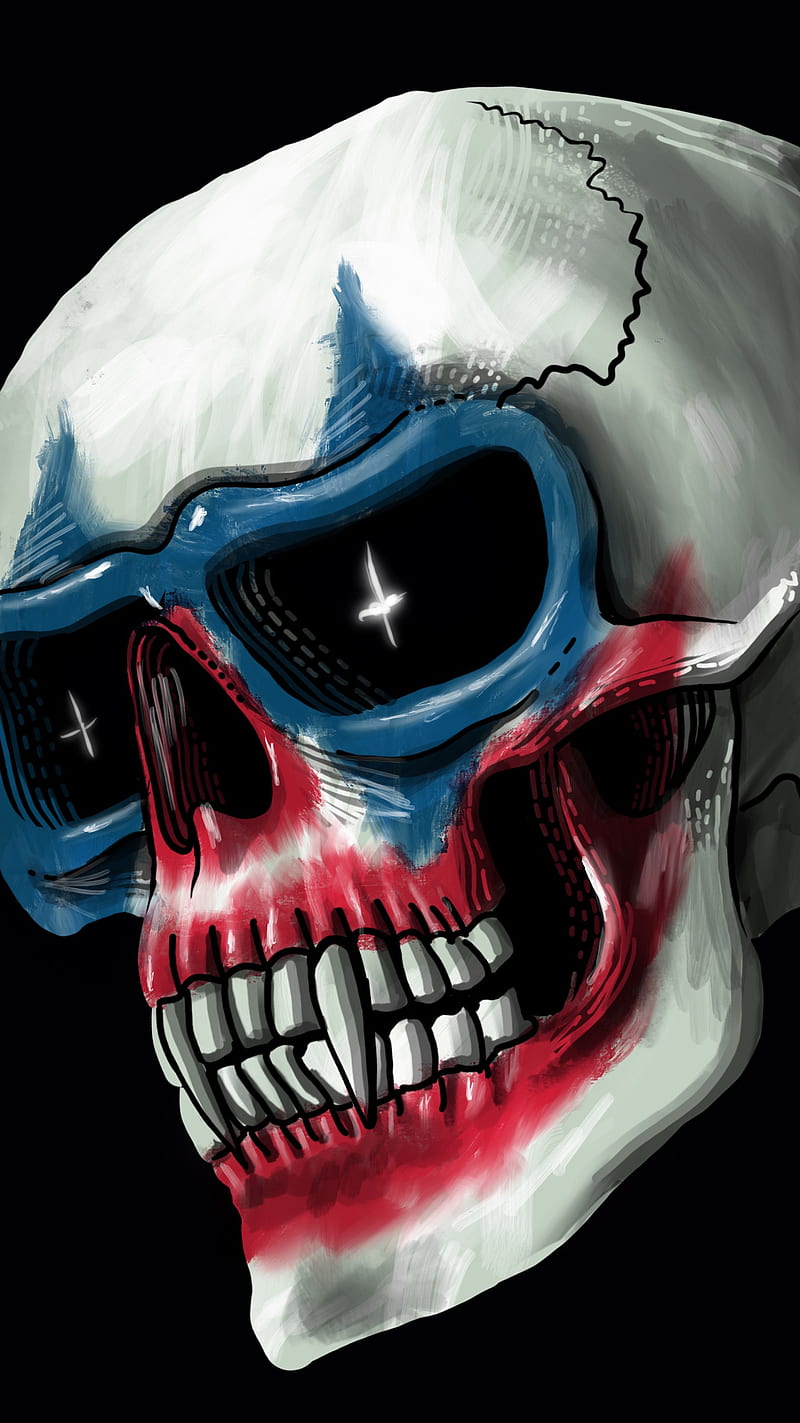 Happy Bones Skull, badass, clown, creepy, halloween, joker, sad, skeleton, skulls, HD phone wallpaper