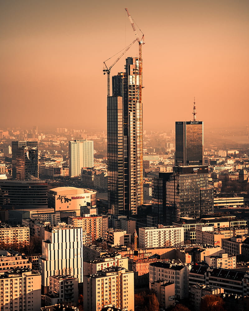 buildings, skyscrapers, city, aerial view, architecture, HD phone wallpaper