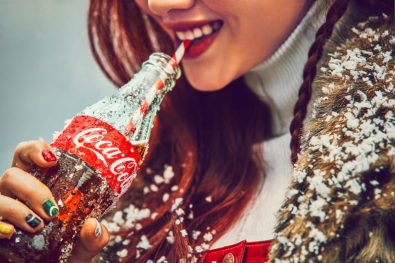 :), red, add, girl, smile, coca cola, commercial, HD wallpaper