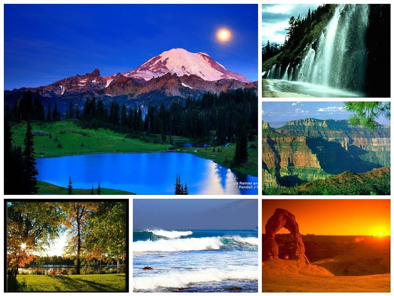 America the Beautiful, mountain, USA, desert, ocean, nature, America, HD wallpaper