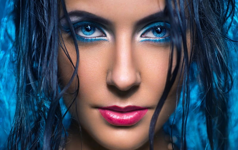 Girl with blue eyes, make up, girl, gorgeous, style, HD wallpaper