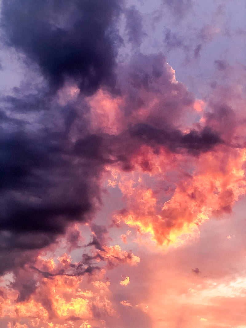 orange and gray cloud formation, HD phone wallpaper