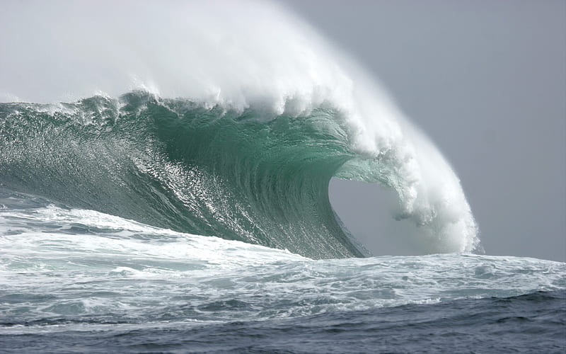 Wave, breaking, big wave, red bull, ocean, crashing, surfing, HD wallpaper