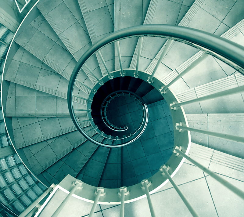 Urban Geometric 10, architecture, spiral, staircase, stairs, stairwell, steps, HD wallpaper