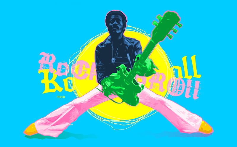 Pop Art Chuck Berry III Ultra, Music, pop art, pop culture, new art, art now, new art now, modern art, art gallery, chuck berry, chuck berry art, guitar, guitarists, art lovers, art collector, HD wallpaper