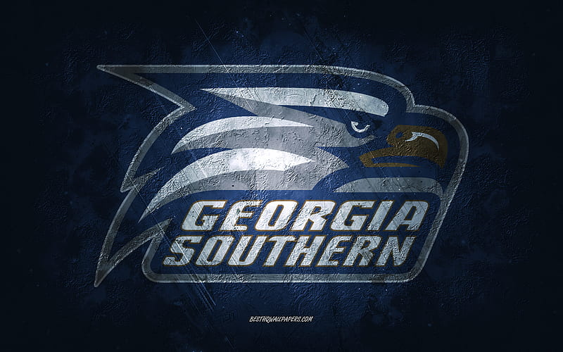 Georgia Southern Eagles, American football team, blue background, Georgia Southern Eagles logo, grunge art, NCAA, American football, USA, Georgia Southern Eagles emblem, HD wallpaper