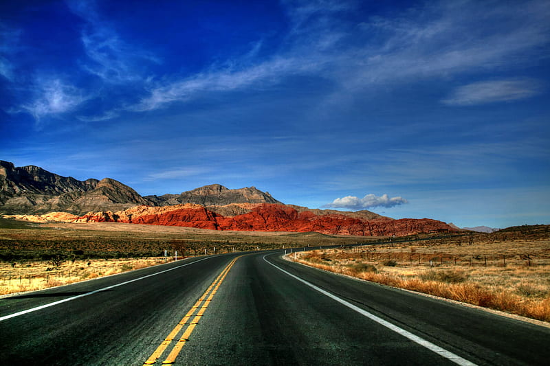 desert highway, mountain, desert, nature, fun, field, HD wallpaper